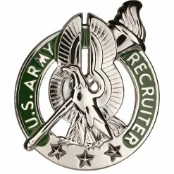 New 🤩 Army Recruiter Silver (Basic) Full Size Sta-Brite Pin-On 🔔
