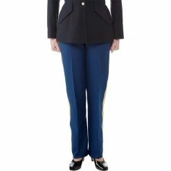 Hot Sale 😉 Commercial Army Officer And Senior Enlisted 👩 Women's Blue Slacks With Gold Braid (ASU) 😍